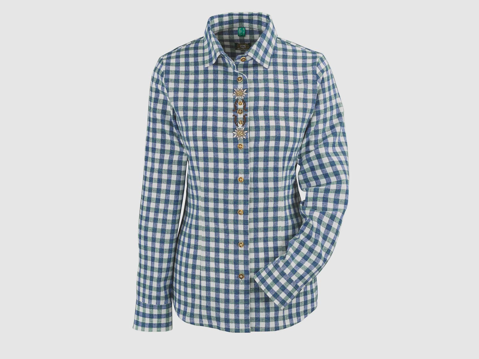 OS-Trachten Blusa de Manga Larga de Franela