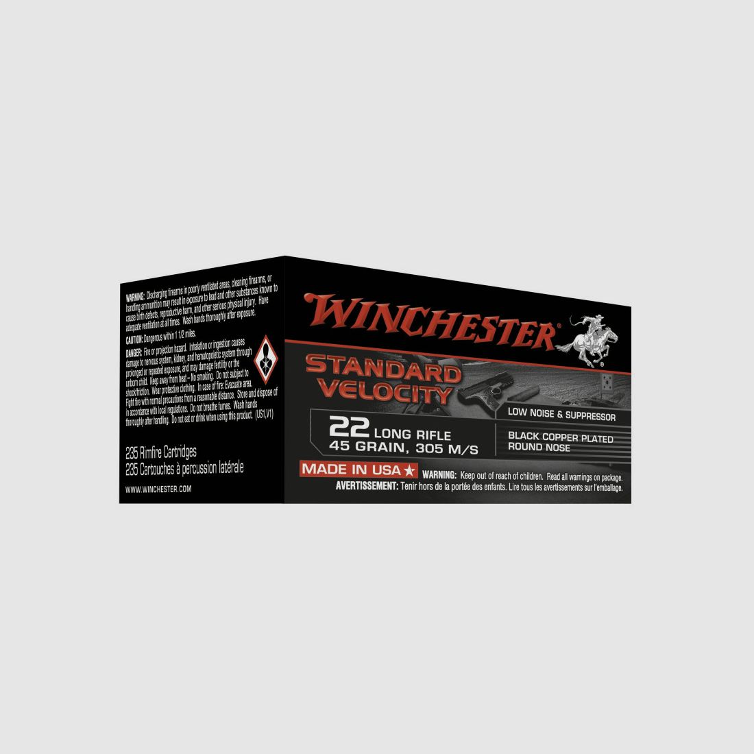 CAJA DE 235 PATRONES WINCHESTER 22LR STD VELOCITY BLACK CPRN 45G, imagen 1 de 4