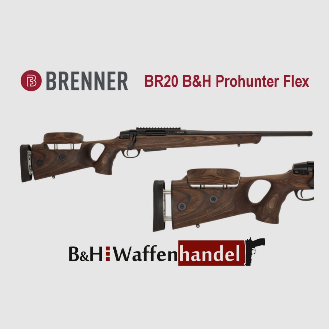 Brenner BR20 B&H Prohunter Flex Lochschaft Schaftrücken- & Längenverstellung Jagd Sport Damenschaft