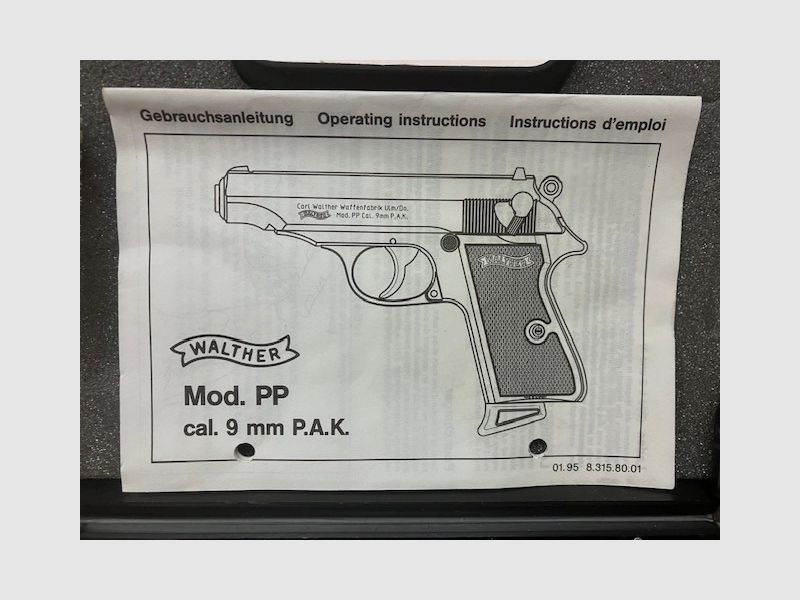 Walther PP chrome poli, calibre : 9 mm P.A.K., PTB n° 620, inutilisé
