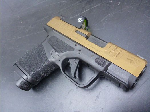 Pistolet SPRINGFIELD HELLCAT OSP 9mm 3” BURNT BRONZE + Point rouge Mini shot Sightmark
