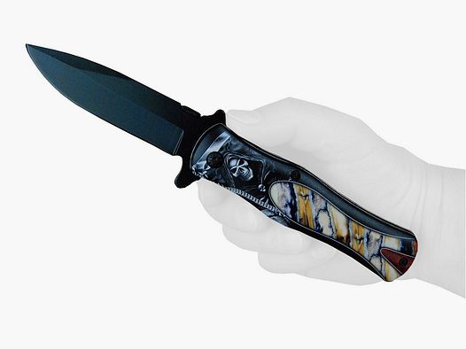 Federunterstütztes Taschenmesser Reaper Marmor Design mit Clip