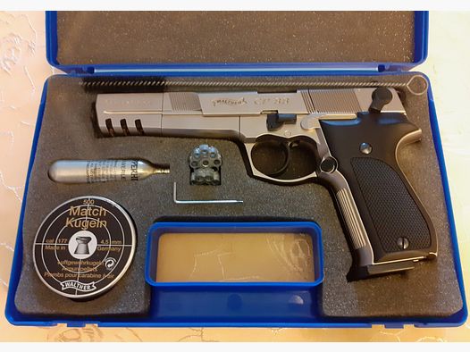Walther CO2 Pistole CP88 Competition, vernickelt