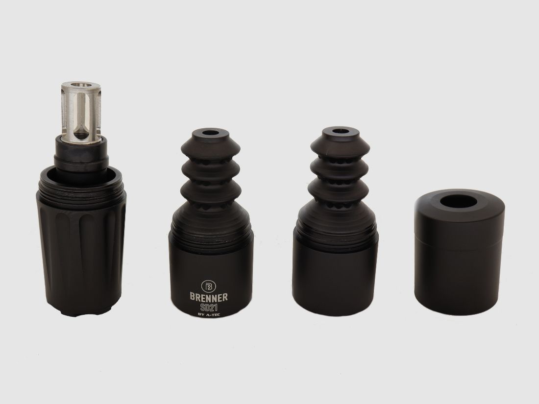 Brenner (by A-TEC) silencer SD21 over-barrel M14x1 up to cal.: .30