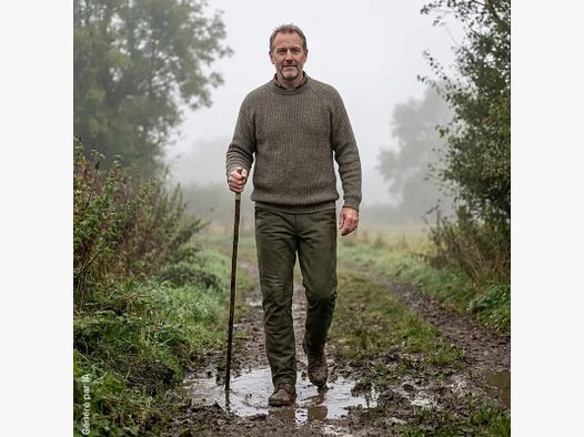 Deerhunter Strasbourg green water-repellent leather trousers