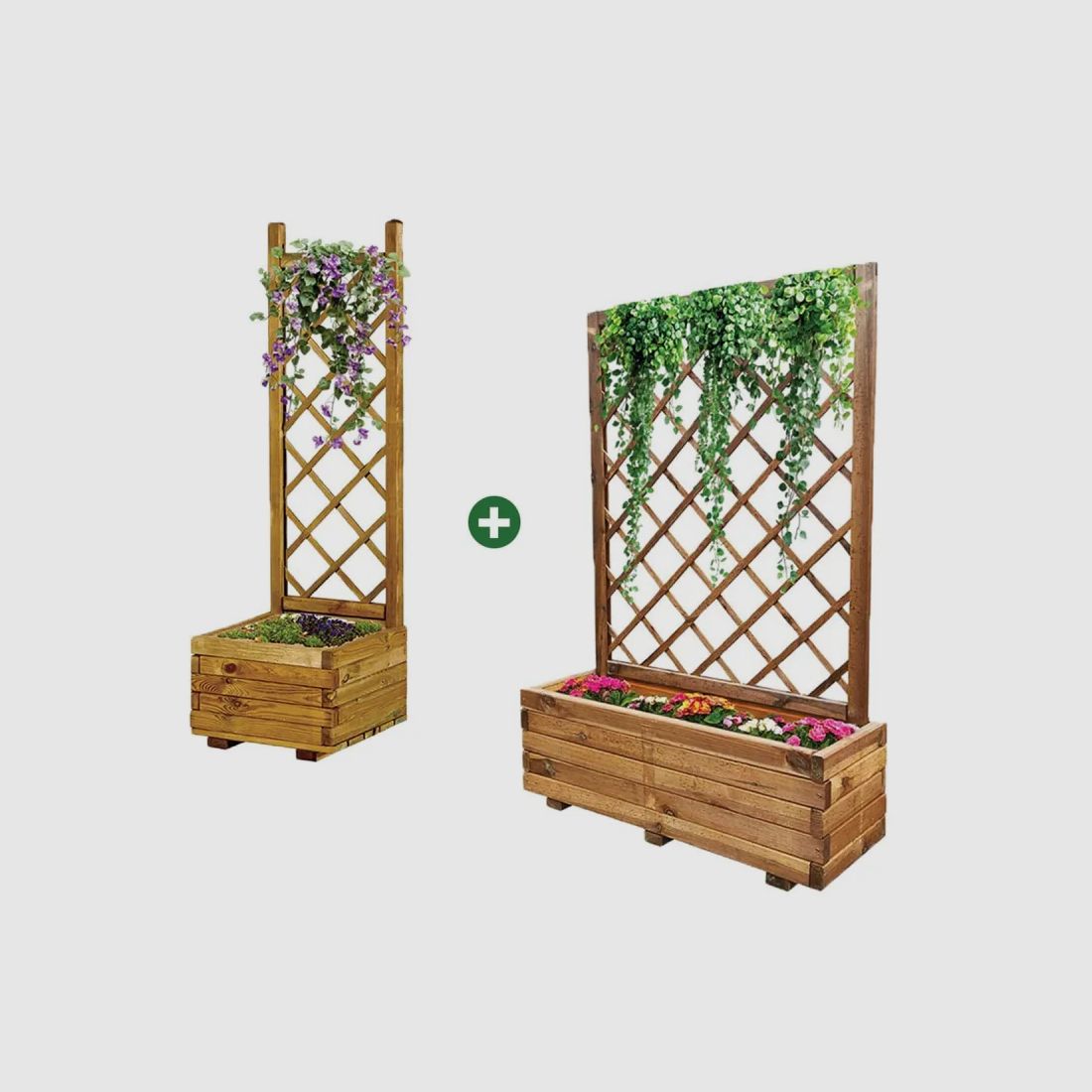Lot de 2 Jardinières avec treillis en bois autoclave, image 1 sur 11