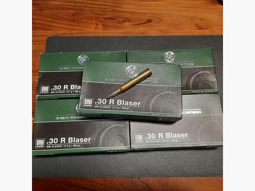 .30R Blaser /30r Blaser / 100 Schuss RWS Uni Classic 11,7g TUG /kein Hornady ,Barnes,S&B,Geco,