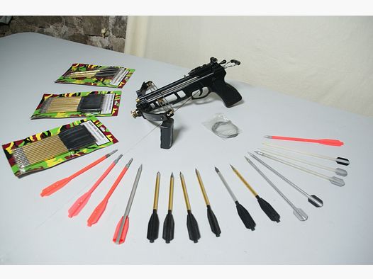 Pistolenarmbrust Crossfire Pfeile+6mm Stahlkugeln verschießbar