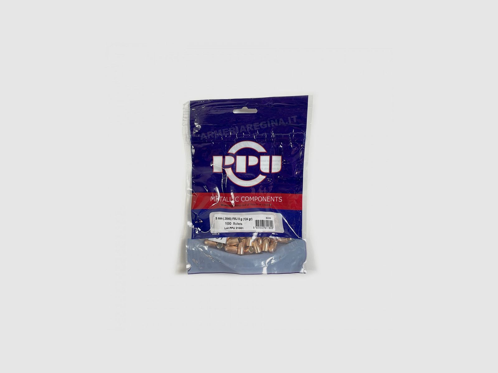 PRVI PARTIZAN PALLE FMJ 9MM (.3545) 124GR 100PZ.