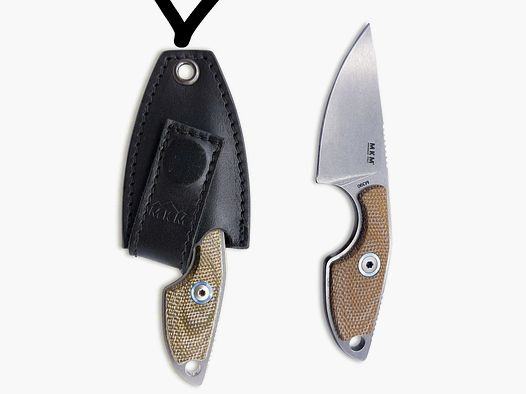Mikro 1 Micarta Brown Mini-Messer Neckknife mit Lederscheide