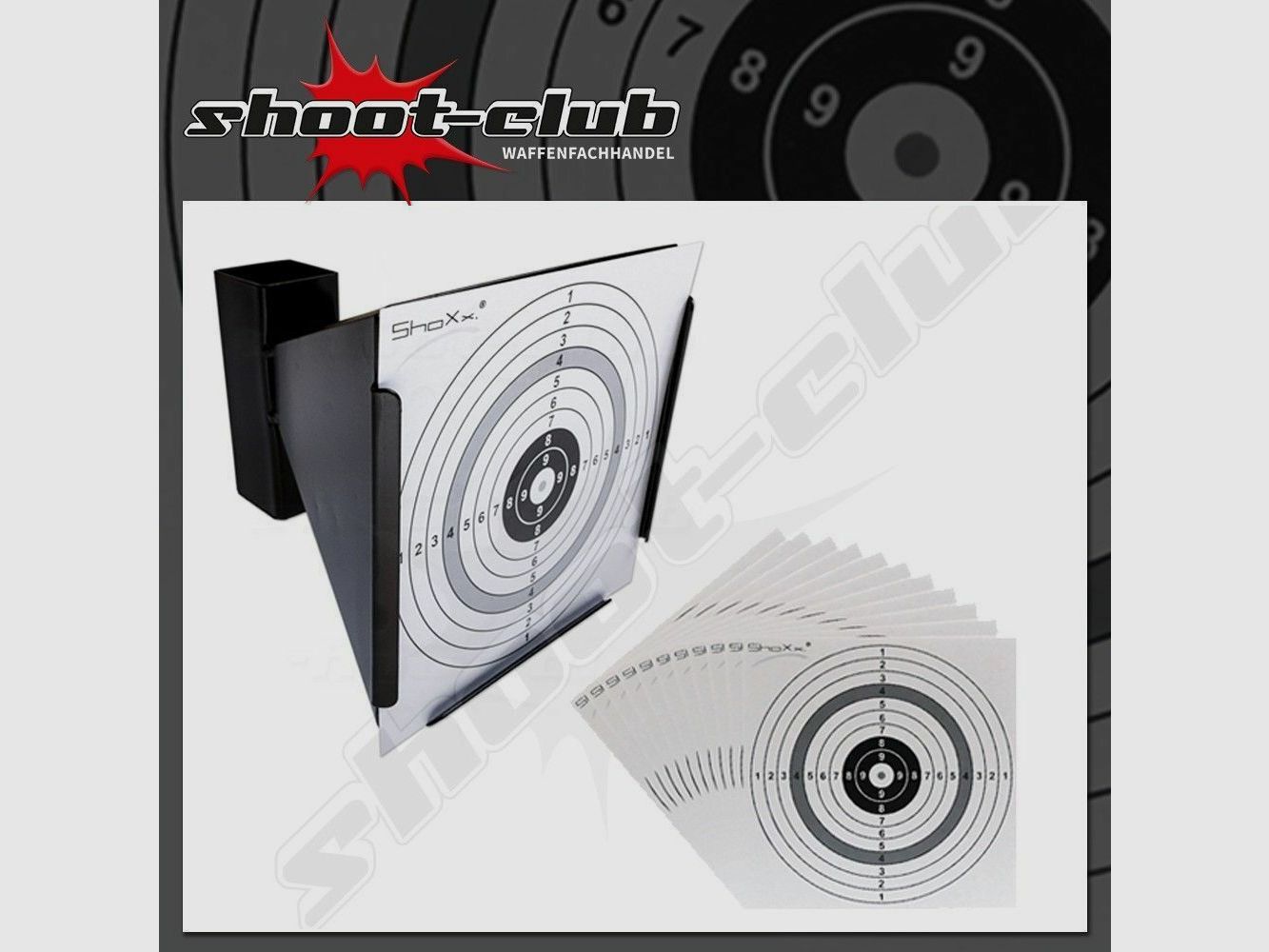 shoot-club GmbH Trichter Kugelfang 14x14 schwarz + 100 Zielscheiben