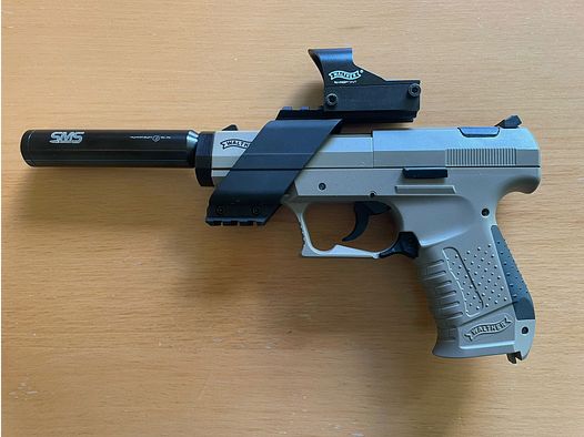 Walther CP99 FDE CO2-pistool van de speciale editie Flat Dark Earth met Walther Nano Point en geluiddemper
