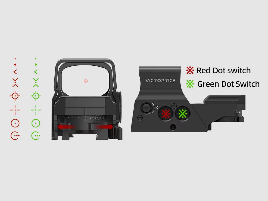 VictOptics - RDSL35 Red Dot-Visier - 1x27x39 - 8 verschiedene Absehen - rot/grün - OVP & NEU