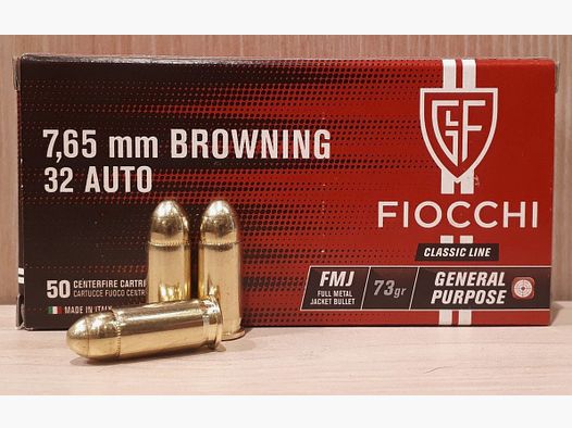 7,65 / 32 ACP FMJ FIOCCHI (boîte de 50)