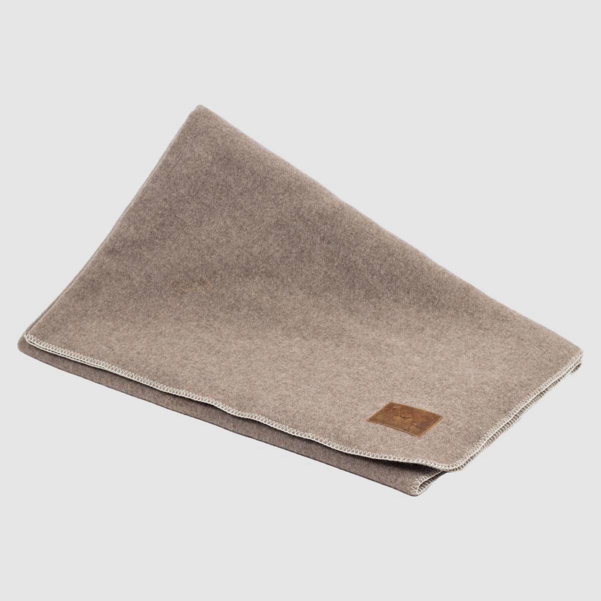 Coperta da camino "Doublette" in lana mongola, beige