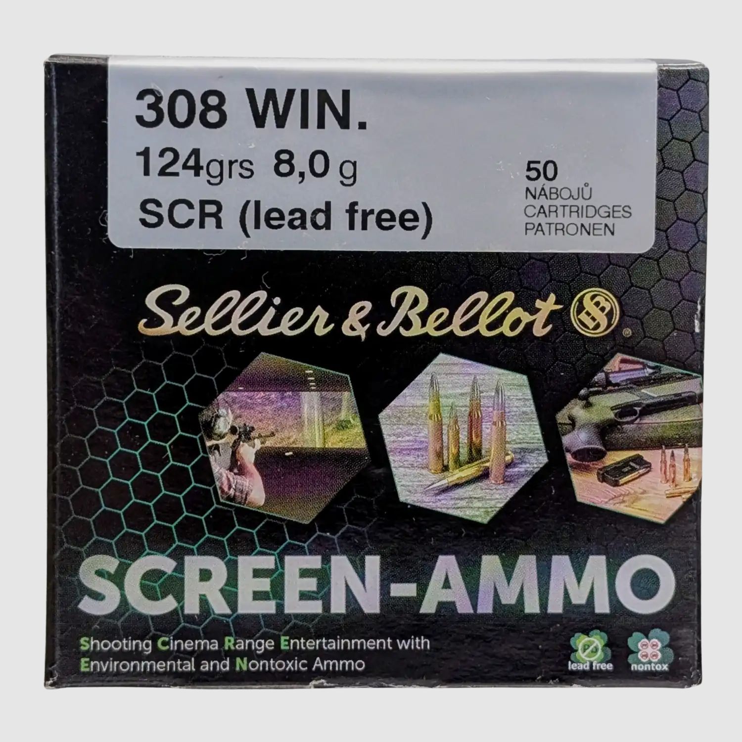 S&B .308Win Screen Ammo SCR Zinc 124 gr 50 coups