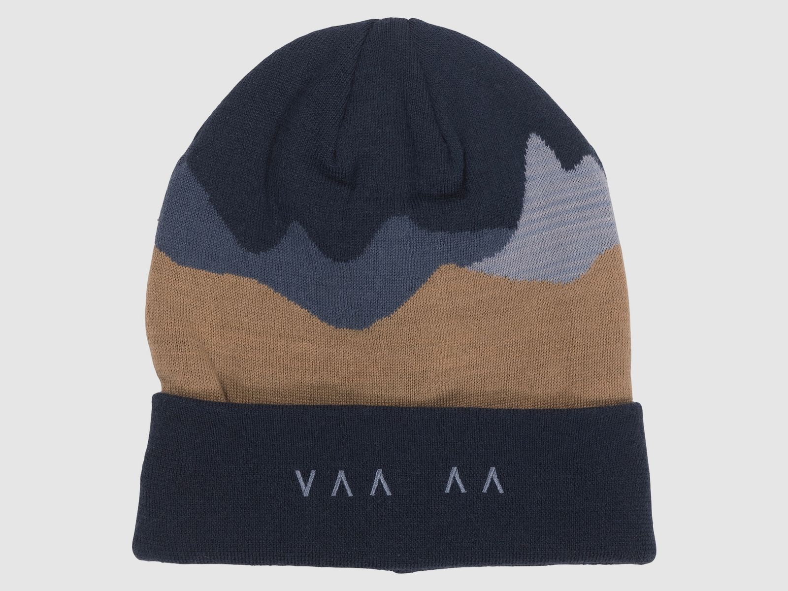 Bergans Vaagaa Fijn Gebreide Wol Beanie Marineblauw/Warm Zand Één Maat