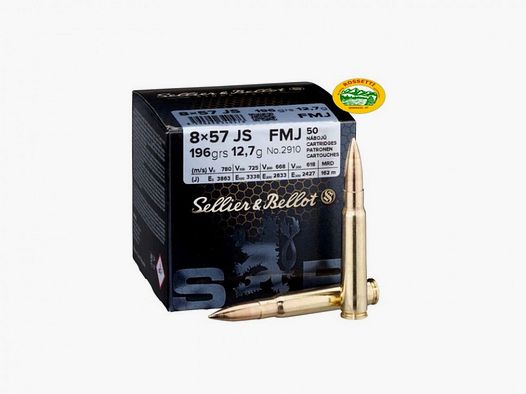 SELLIER & BELLOT Munition Kal. 8X57JS FMJ 196 gr. Packung 50 Stk. 2910