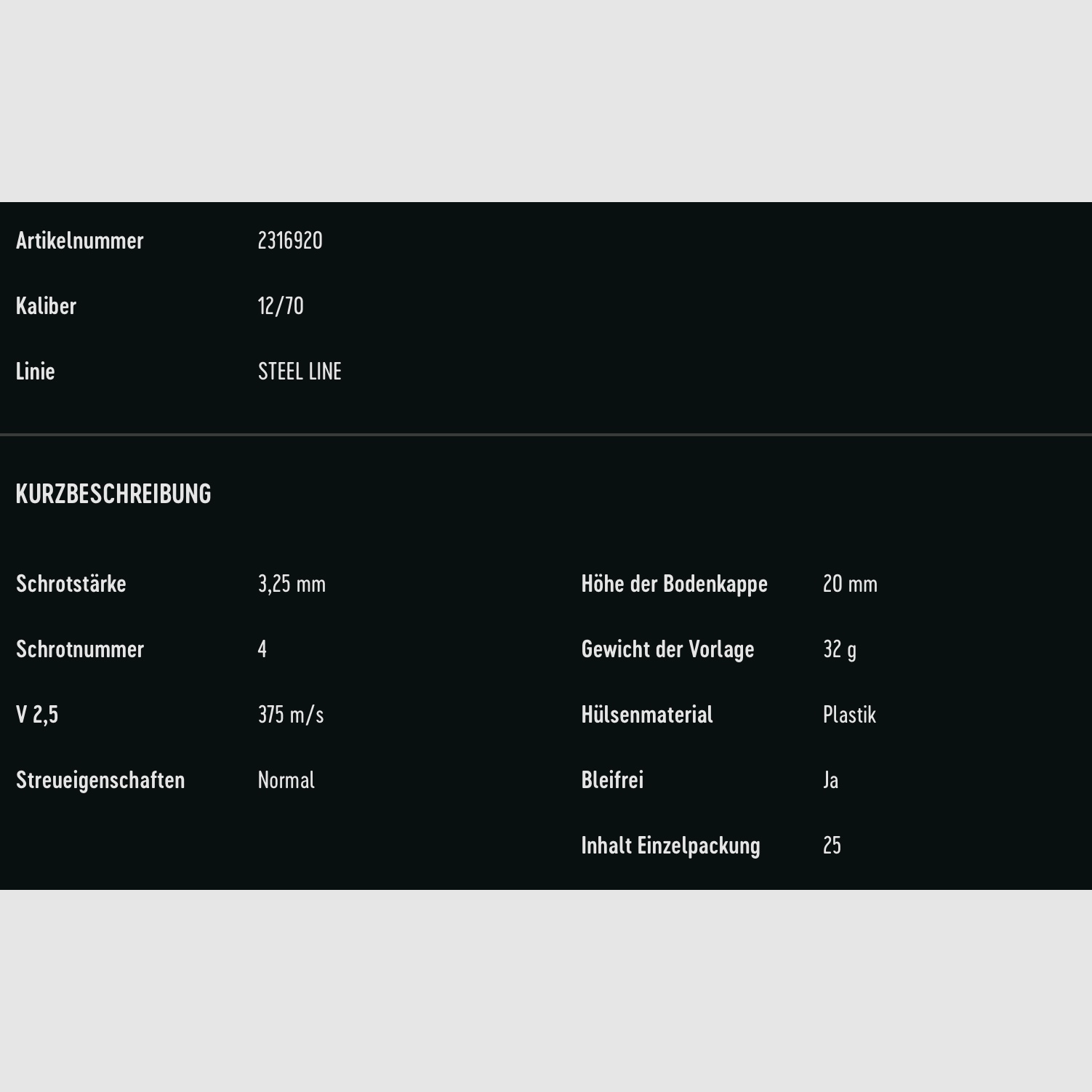Rottweil 2316920 Stalowa Gra 12/70 32g 3,25 mm 25szt.