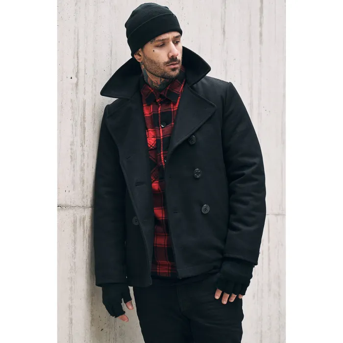 Navy Pea Coat Mantel, Schwarz, Gr. 5XL, Bild 2 von 3