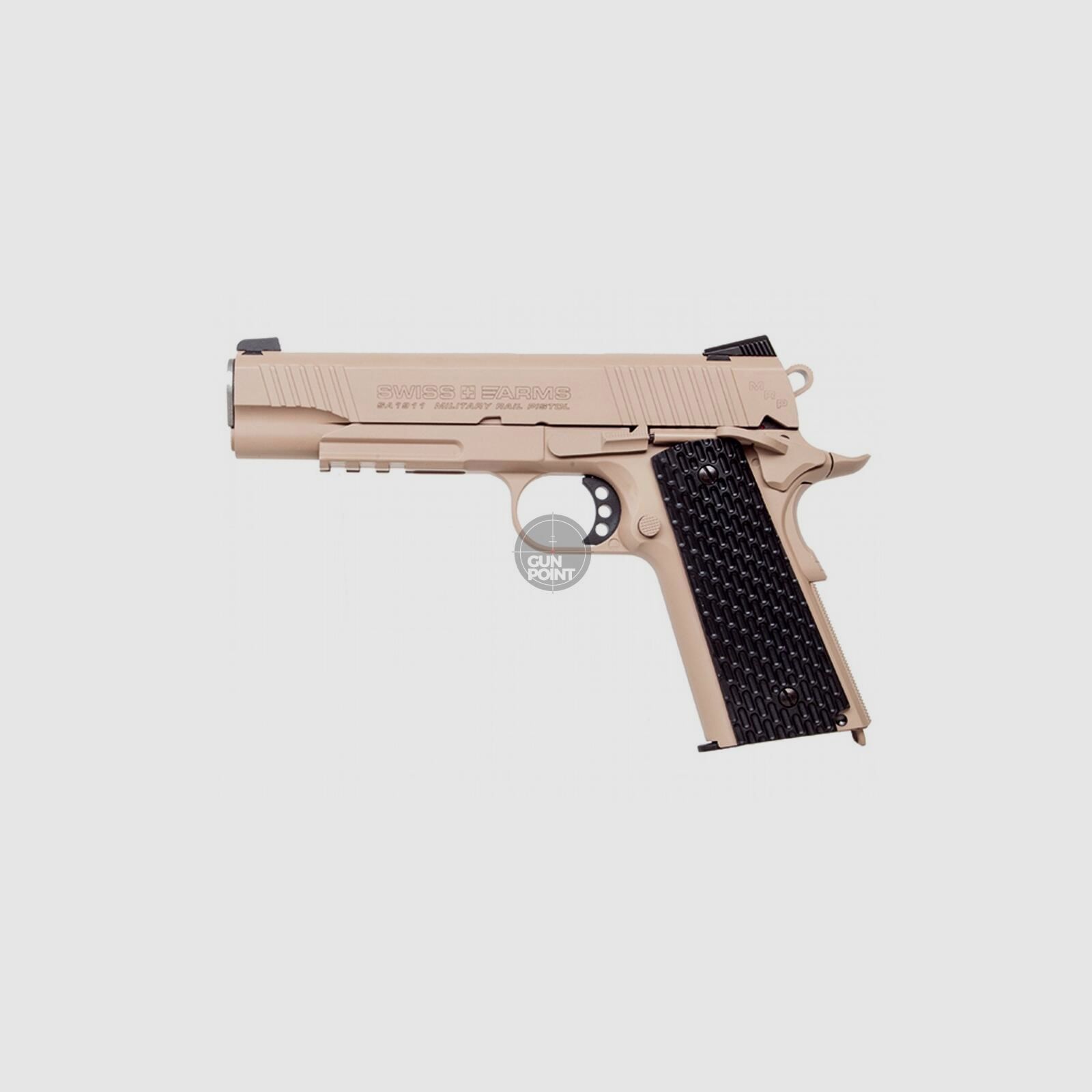 Luftpistole - Swiss Arms - P1911 - Co2-System BlowBack - Kal. 4,5 mm BB Military Rail Pistol