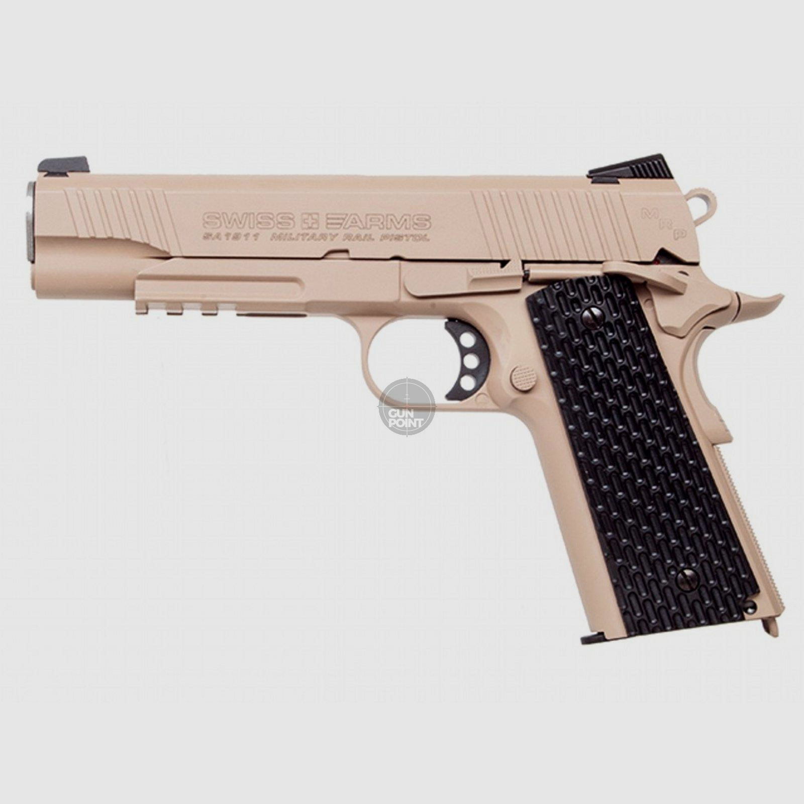 Pistola ad aria compressa - Swiss Arms - P1911 - Sistema Co2 BlowBack - Cal. 4,5 mm BB Pistola Militare con Rail
