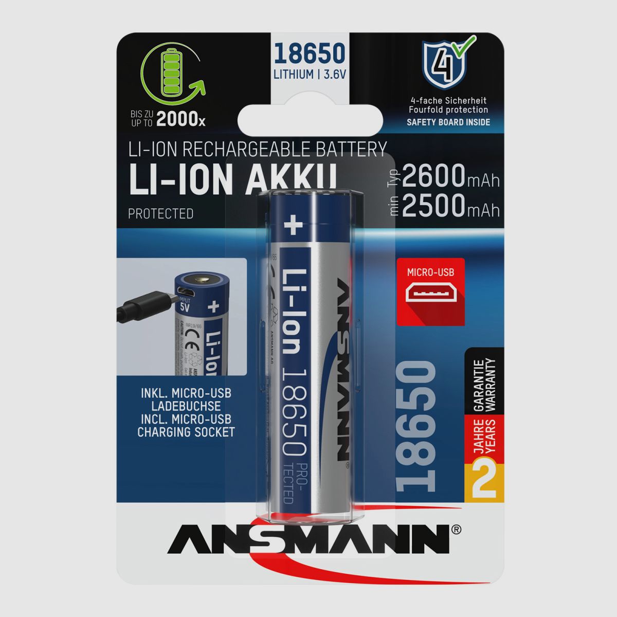 Batteria Li-Ion ANSMANN 18650