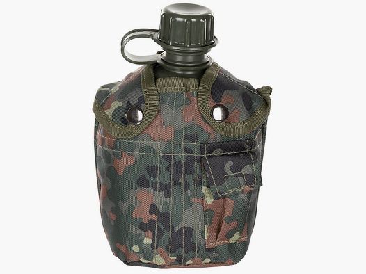 US Feldflasche mit Hülle, 1l - Flecktarn