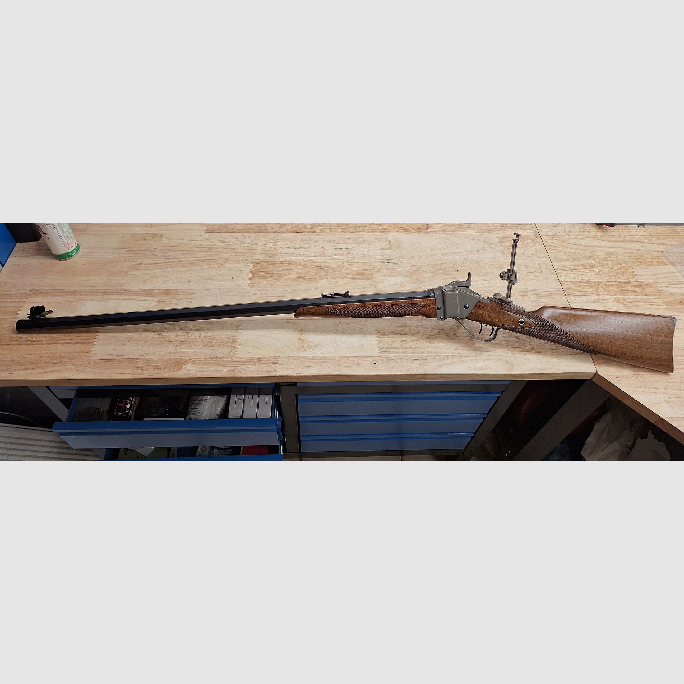 Sharps-geweer .45-120 Sharps met spindeldiopter