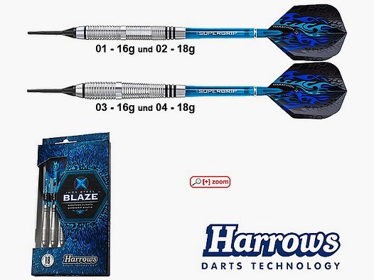 Harrows-Darts-Technology Blaze 16g Dart & Zubehör