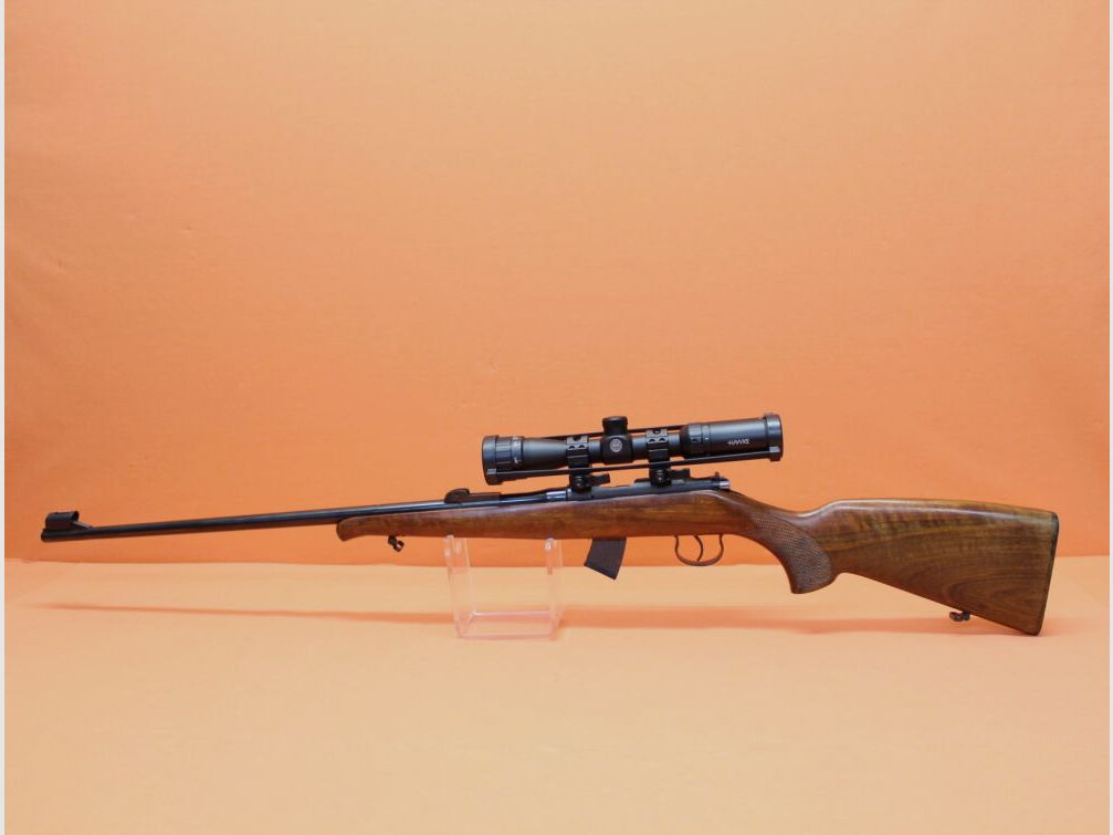 Zbrojovka Brno repeating rifle .22lr Zbrojovka Brno 2-E: 63cm barrel, front sight holder with bar sight/sight protection, sliding sight missing(!), system sleeve with 11mm prism rail, wooden stock with fish skin/strap brackets, 10-shot magazine