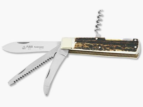Puma Jagdtaschenmesser Hirschh Klinge,Säge,Aufbruch.Korkenzie