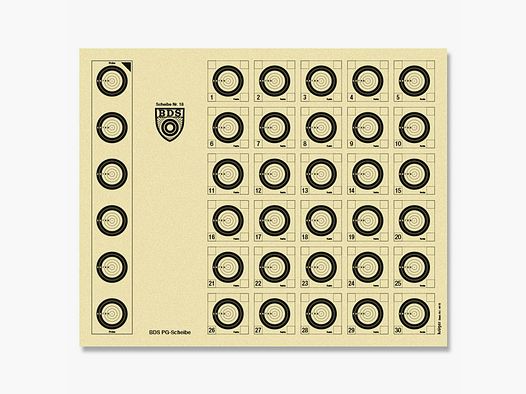 BDS target Z18 for 100 meter test / scoring target images 50 pcs.