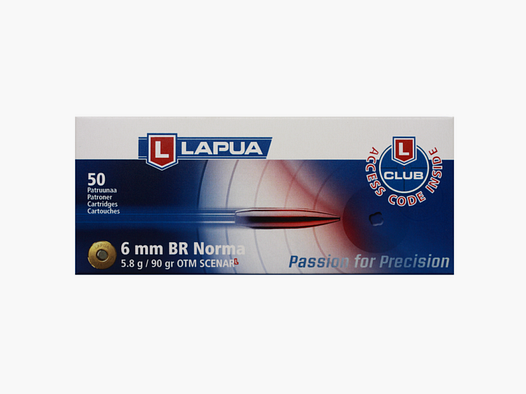 Cartuccia Lapua 6mmBR Norma, Scenar-L OTM 90gr VE50 GB543