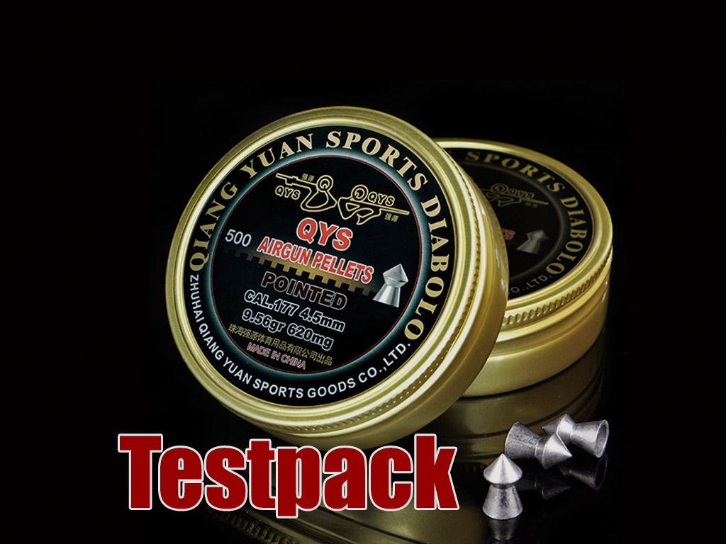 Testpack - QYS Qiang Yuan Sports Pointed Diabolo, Spitzkopf, glatt, 0,62 g, Kaliber 4,50 mm, 40 StĂĽck