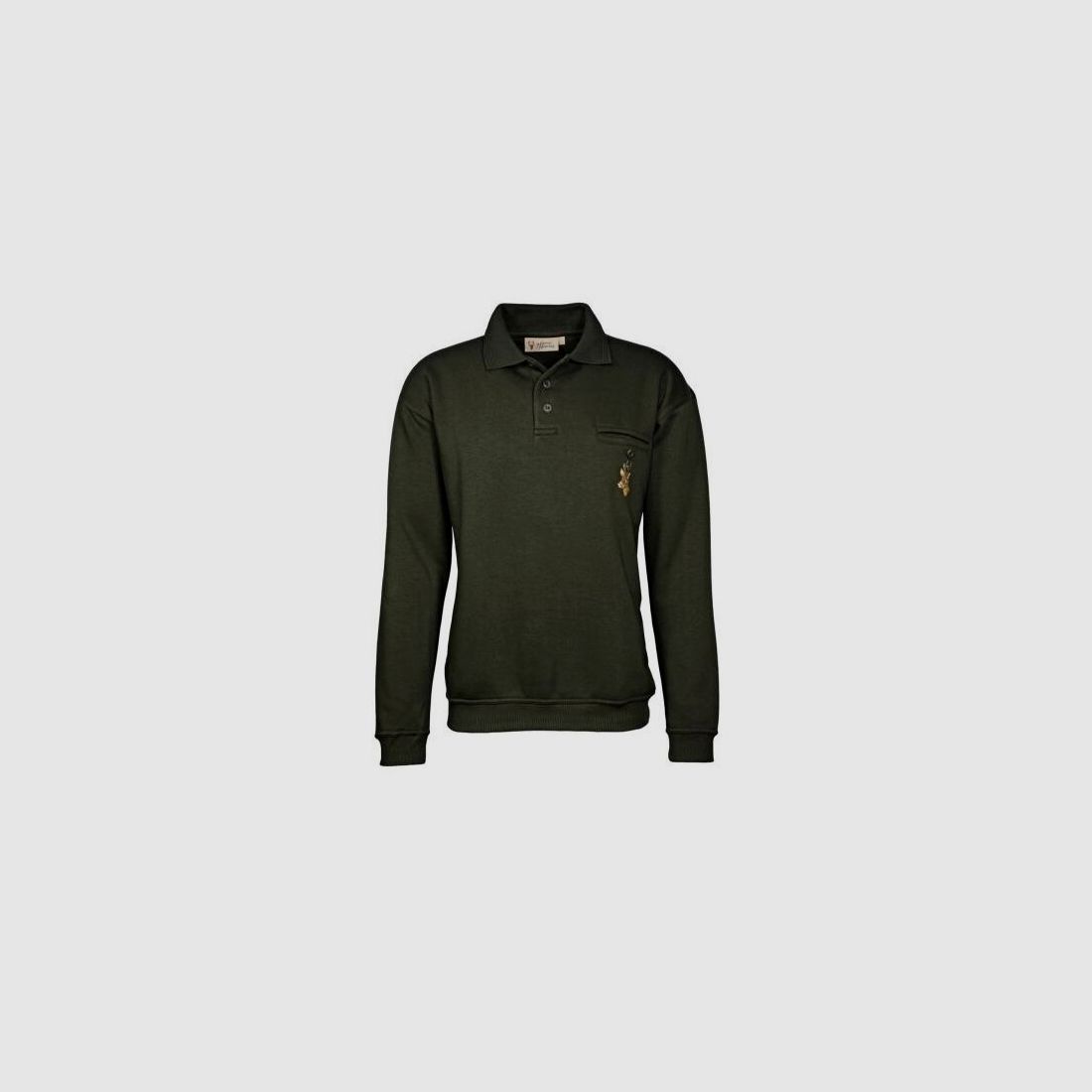 Hubertus Sweatshirt mit Polokragen Motiv Bock 2XL