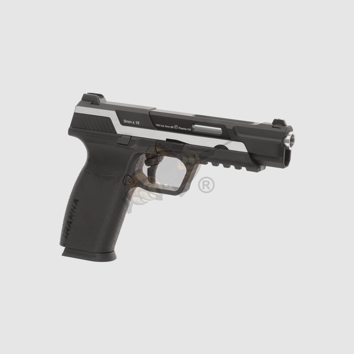 G&G Piranha Mk I GBB Airsoft Pistol in black/silver -F-, image 2 of 3