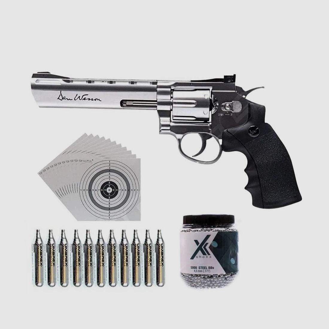 Dan Wesson CO2 revolver 6 inch kaliber 4,5 mm staal BB's - set