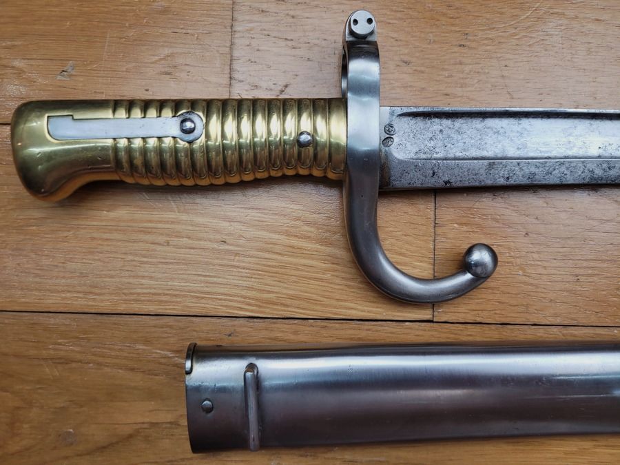 Sehr schöne Chassepot-Bajonett für Gewehr Modell 1866 – Kaiserliche Manufaktur Châtellerault – April 1870 – mit Nummer – TBE ++, Bild 9 von 13
