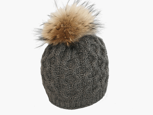 Strickmütze mit Echtfellbommel