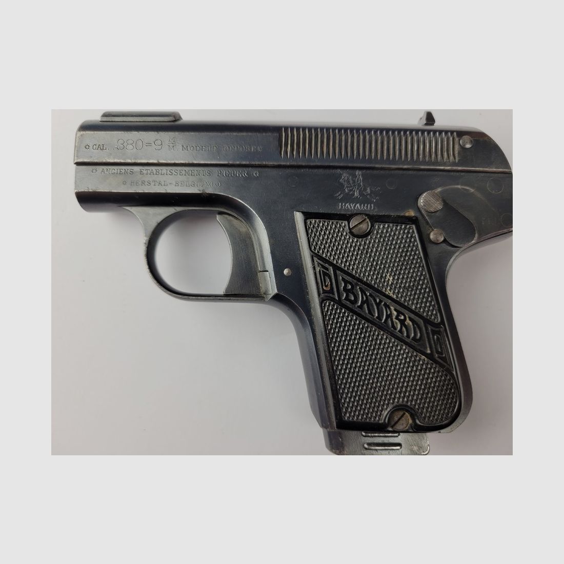 Opmerkelijke Pieper Bayard pistool model 1908 – ZELDZAME in 380 ACP – 2 magazijnen! TOP staat!, afbeelding 2 van 16