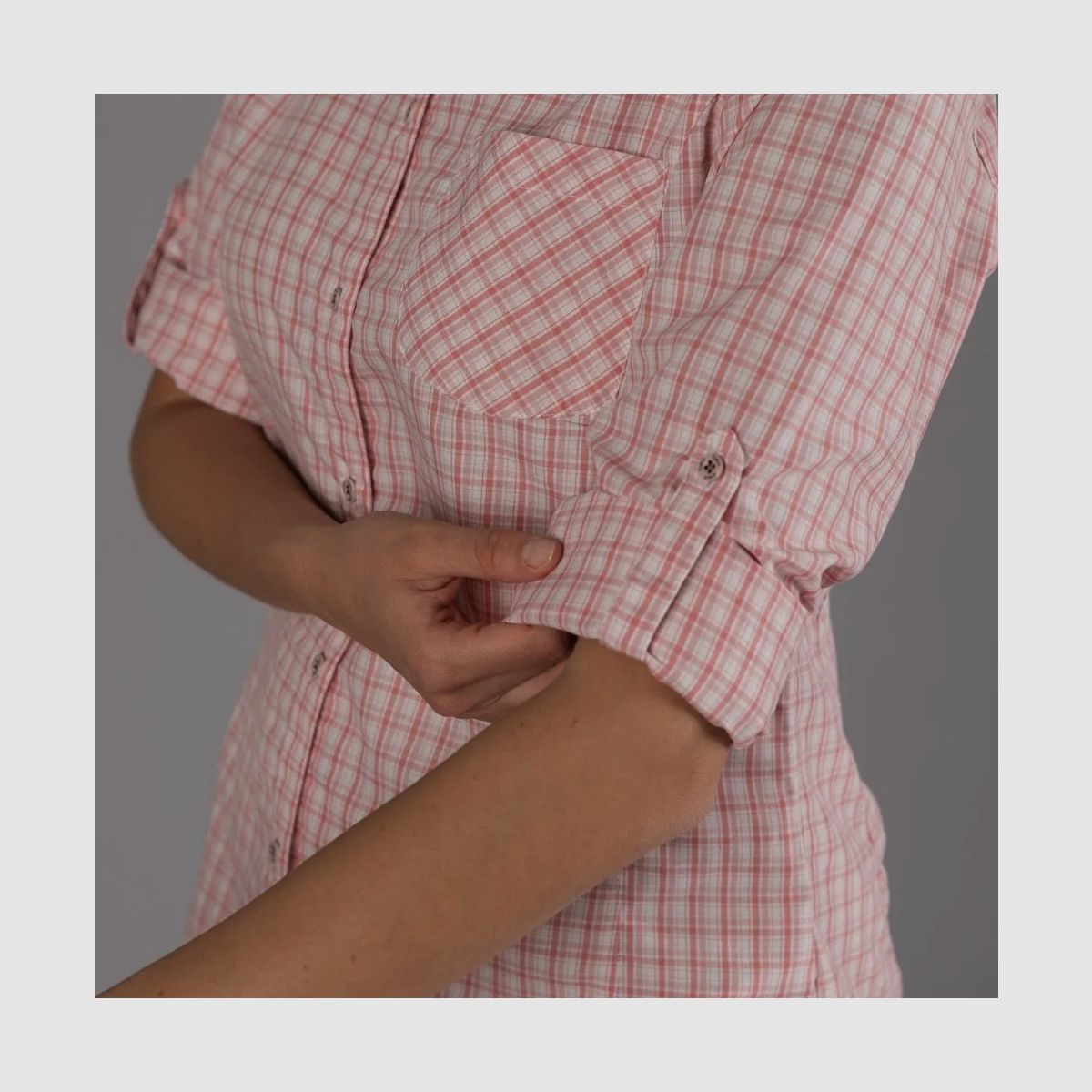 CMP Damen Langarm-Bluse mit Karomuster Jade Salvia