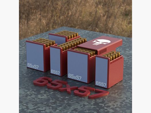 Filamelt Munitionsbox / Ammo Box 6.5x57 – Patronenbox für 50 Schuss, Made in Germany