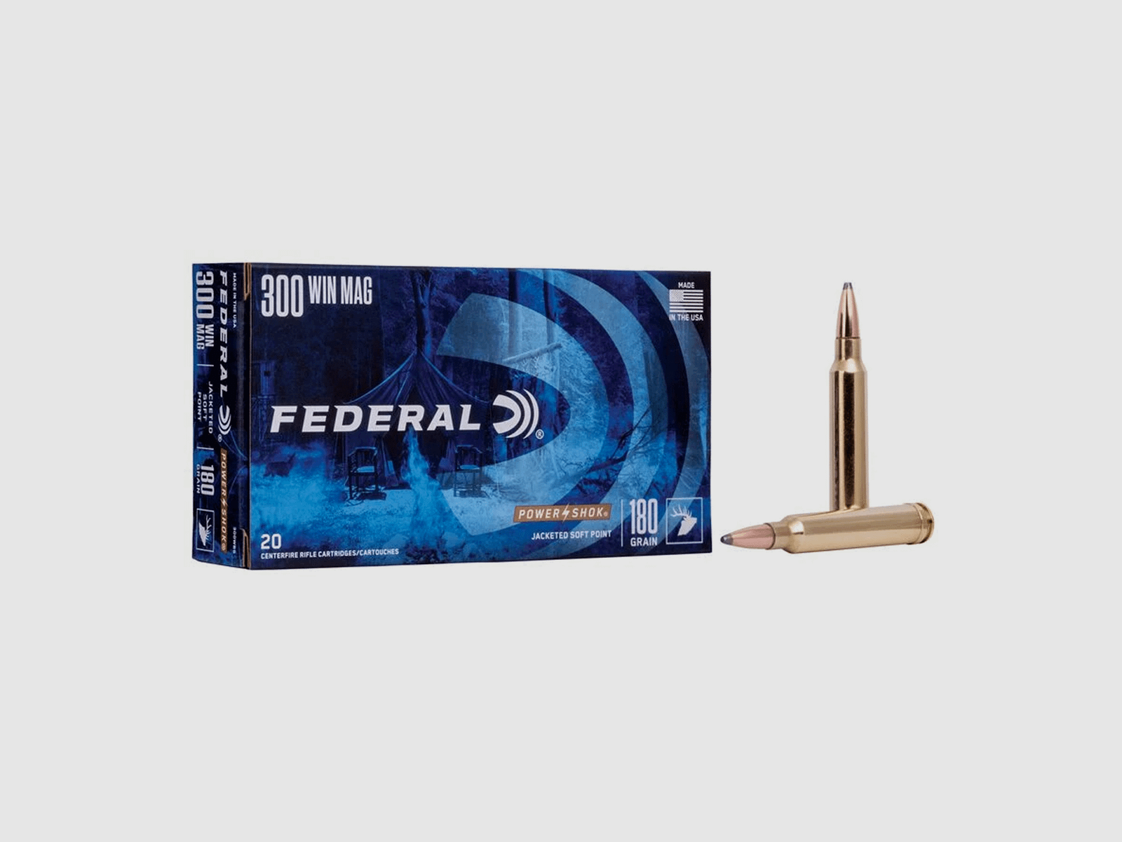 FEDERAL – 300 WIN MAG | JACKETED SOFT POINT | 180GR | POWER-SHOK | 300WBS