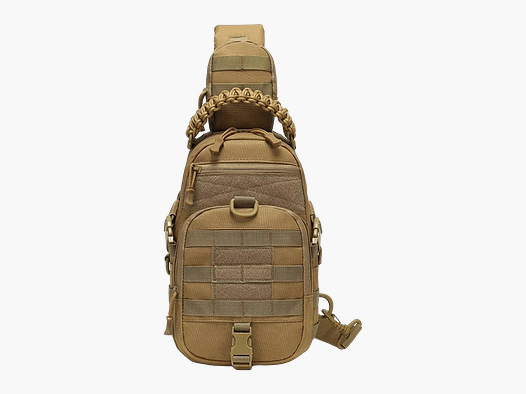 Taktischer Sling Rucksack: EDC Crossbody-Rucksack mit MOLLE und verdecktem Waffenfach (Coyote Tan)