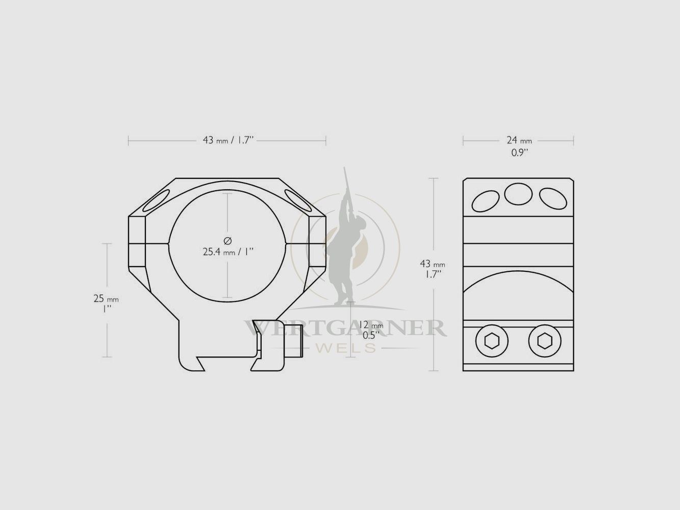 Hawke Tactical Ring Montagen 9-11mm 1" medium, Bild 1 von 2