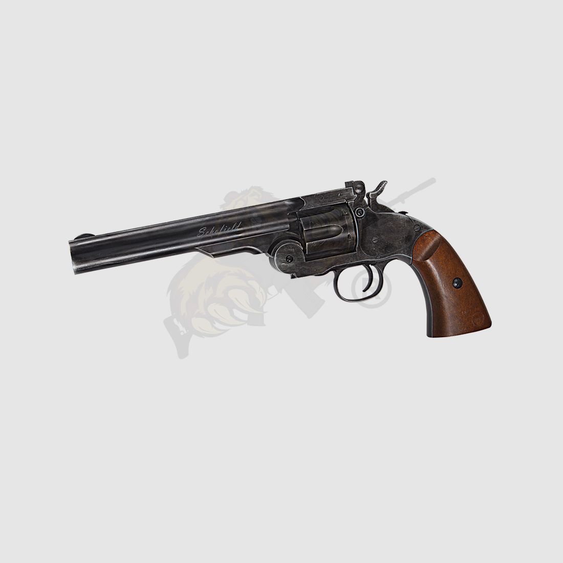 Schofield 6"- Aging BK & Wooden Grip Airsoft Revolver -F-
