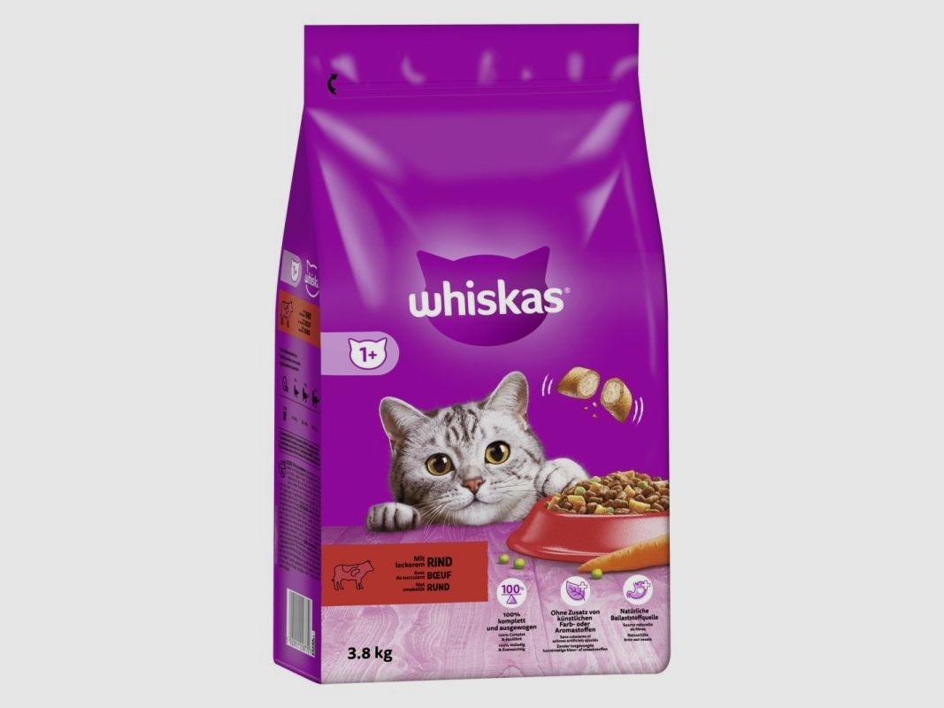 Whiskas Katzen Trockenfutter Adult 1+ Rind 3,8 kg