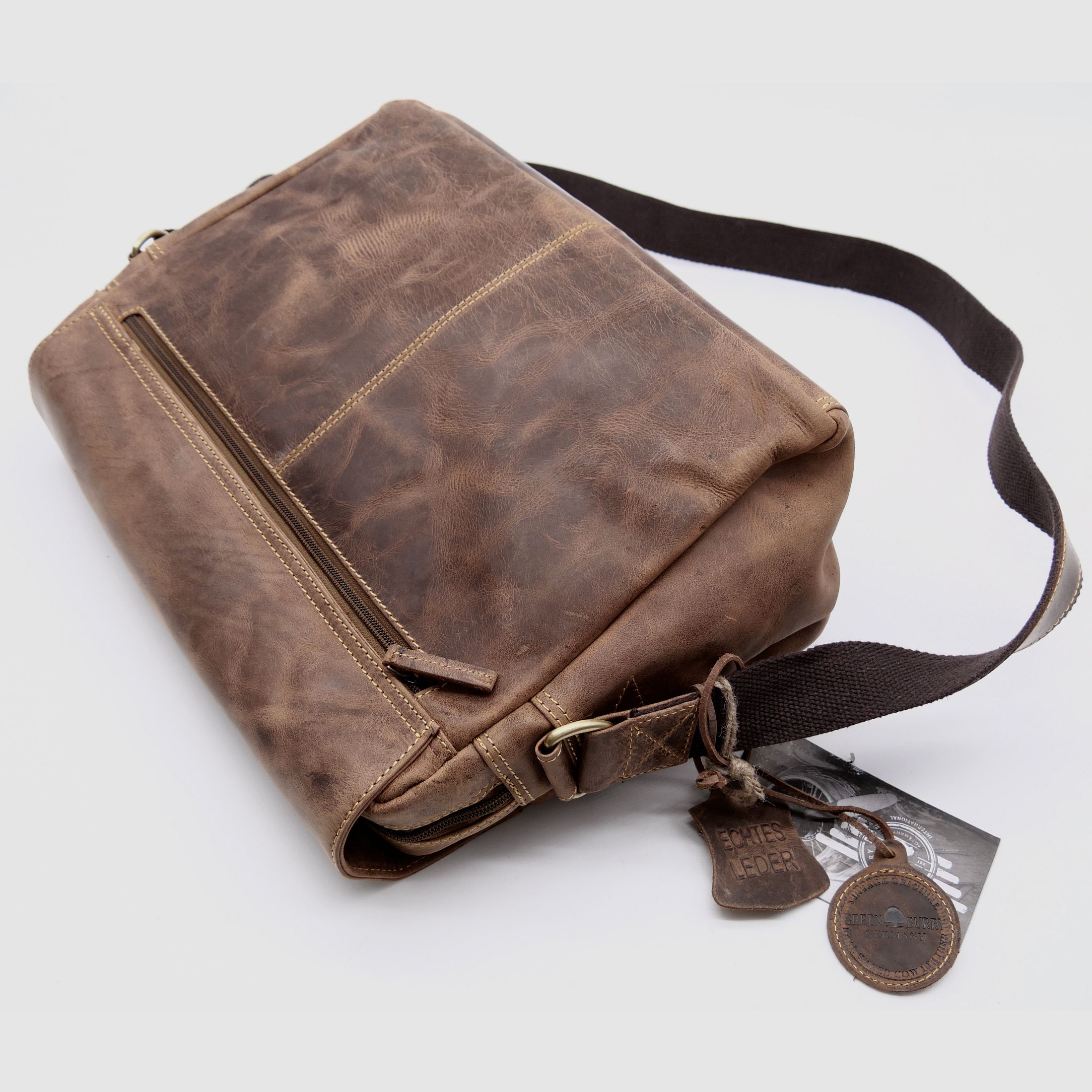 Greenburry leather shoulder bag deer embossing brown 1766-STAG3-25