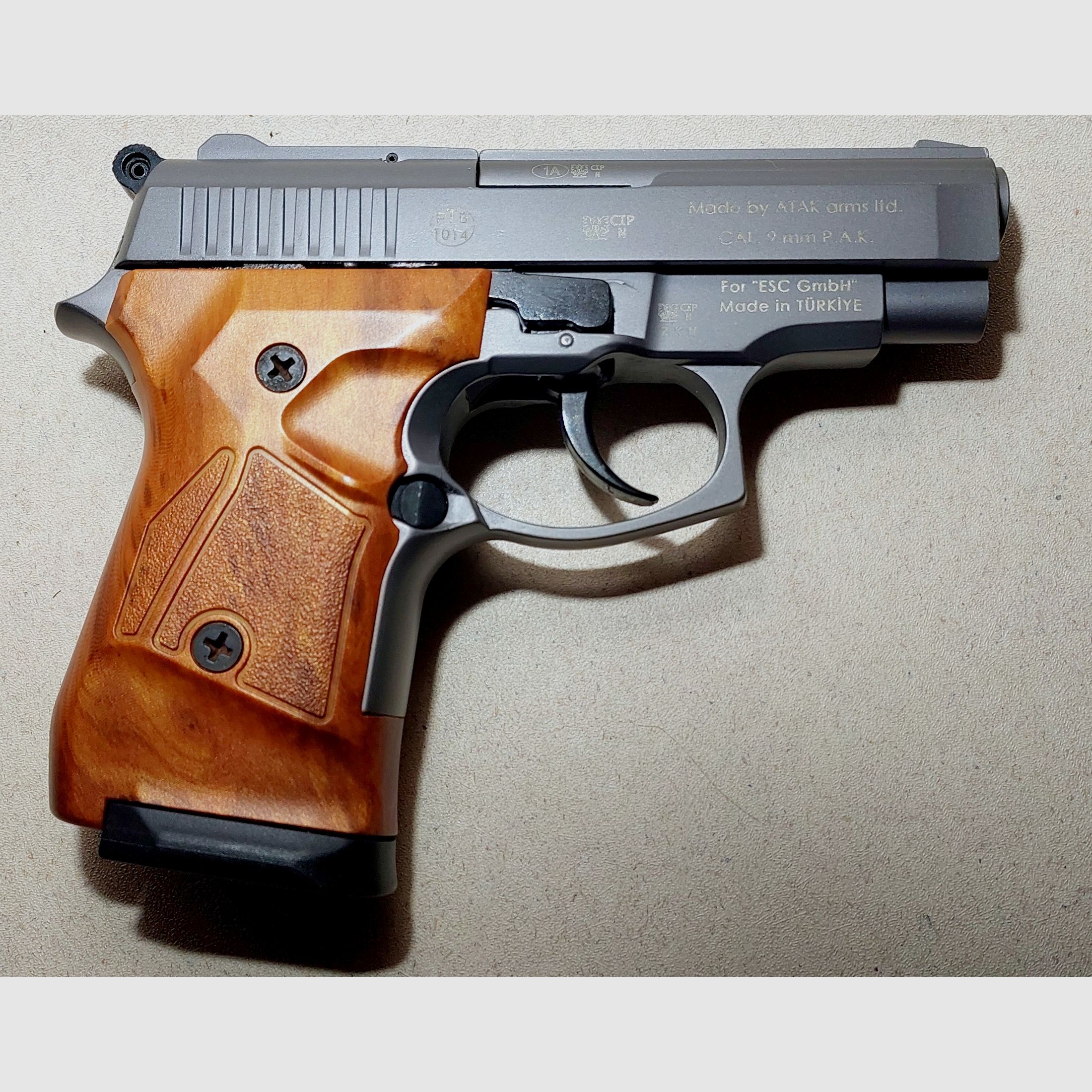 Zoraki 914 Schreckschuss Pistole 9mm P.A.K. titan Holzoptik (1014) neuwertig!